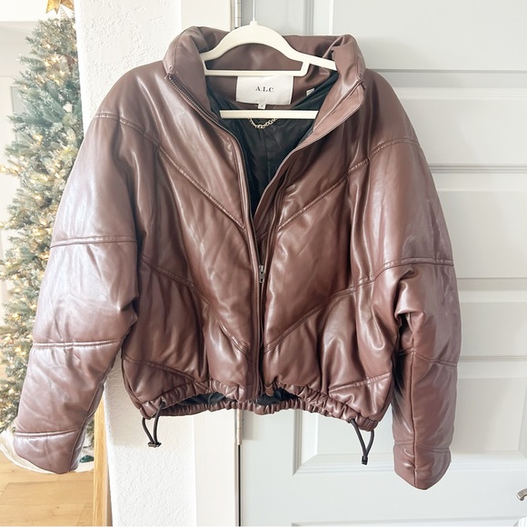 New ALC Morrison Faux Leather Padded Puffer Jacket - Picture 3 of 6